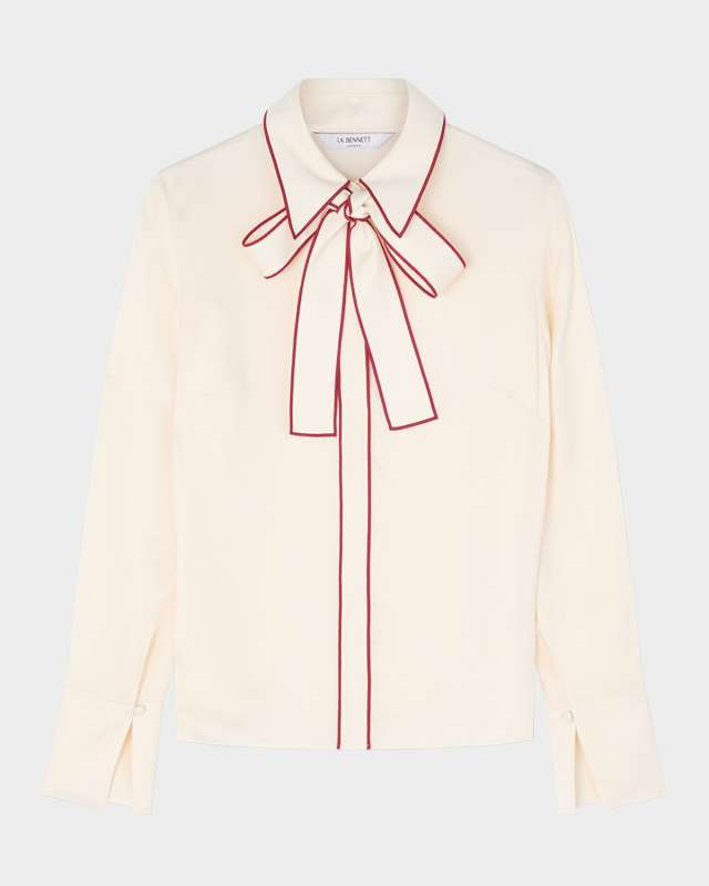 Elisa Tie-Neck Crepe Blouse